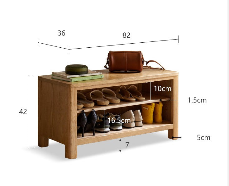 Oak Solid Wood Shoe Storage Bench