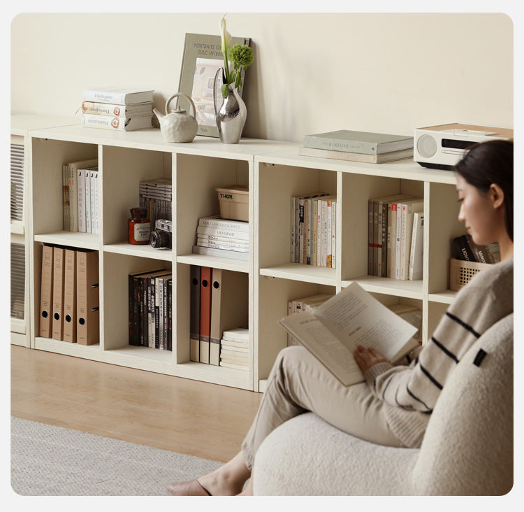 Oak Solid Wood Bookcase Cream Office Desk