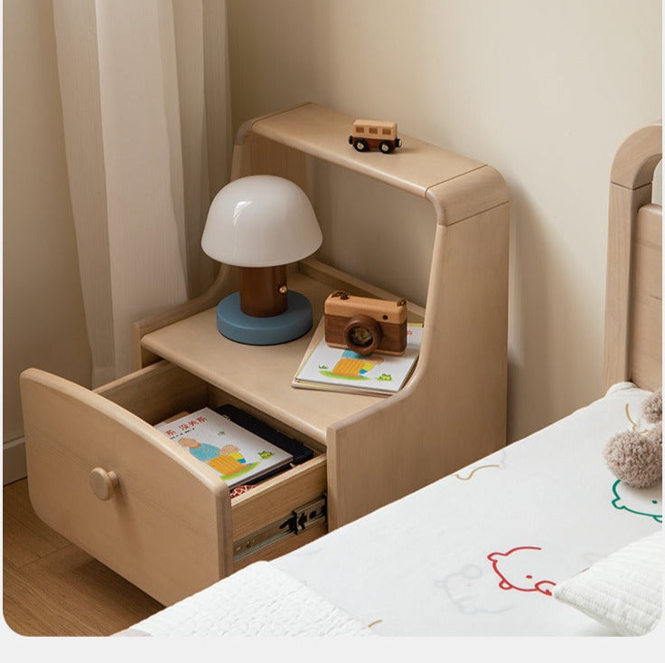 Birch, Beech Solid Wood Nightstand Built-in Night Light