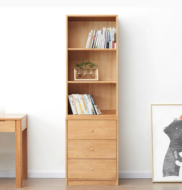 Oak Solid Wood Floor-To-Ceiling Bookshelf