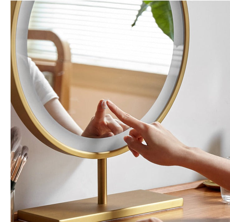 Poplar Solid Wood Telescopic DressingTable +LED Makeup Mirror.