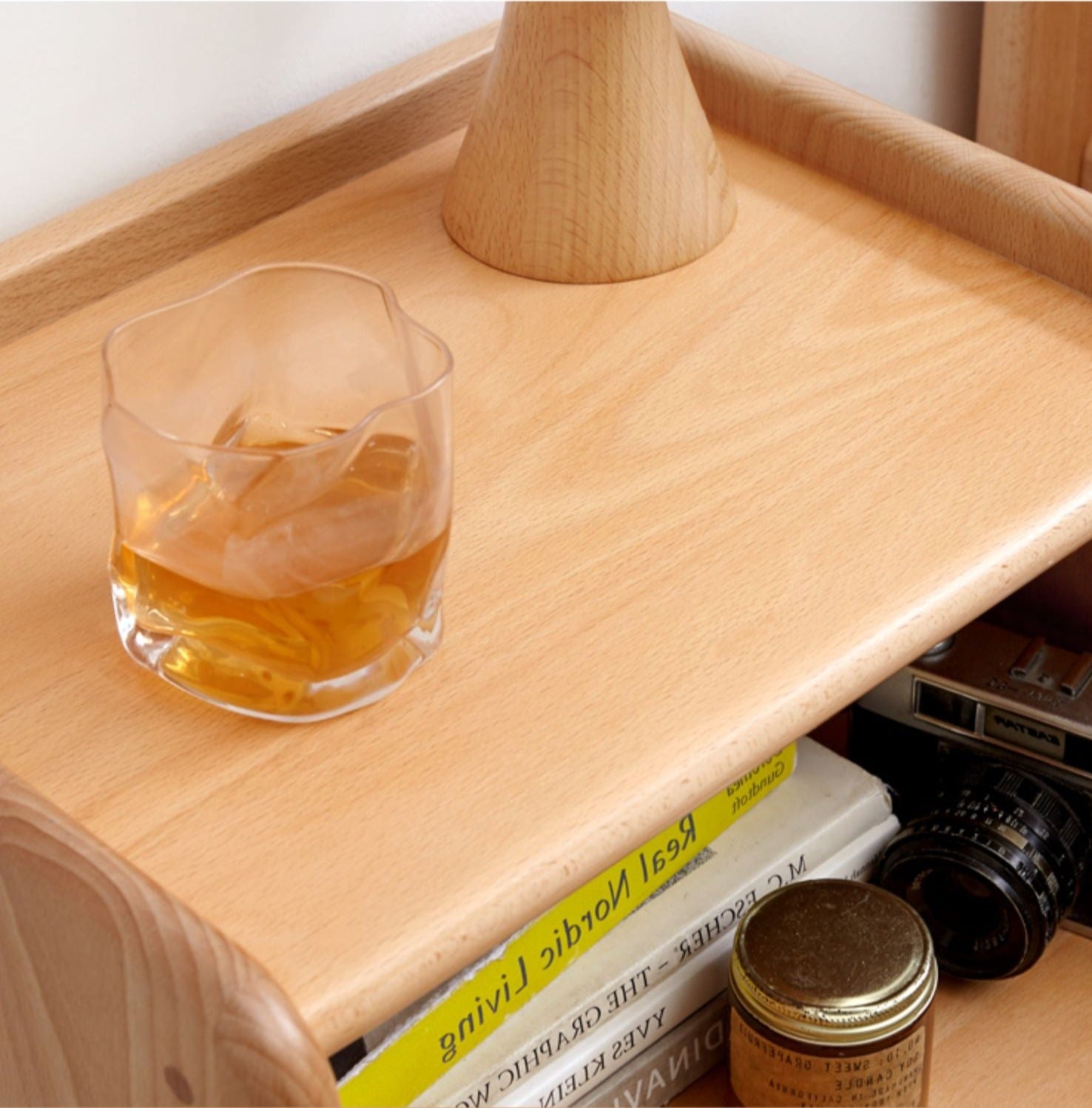 Beech solid wood Fully open nightstand