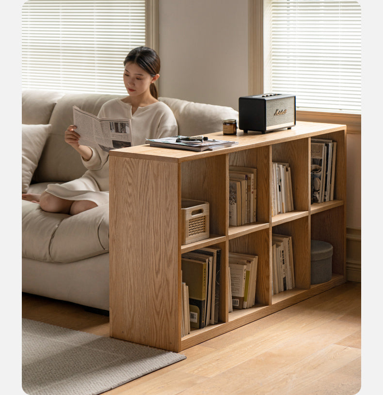 Black Walnut, Oak Solid Wood Low Bookcase, Modern Modular Storage Shelf Cabinet