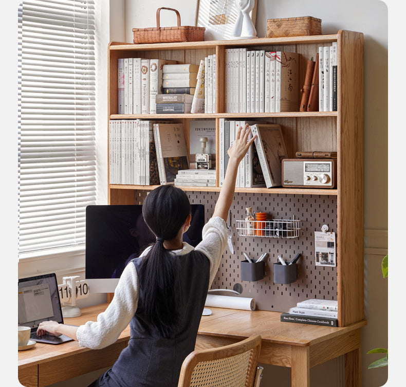 Oak Solid Wood L-shaped Corner Office Desk