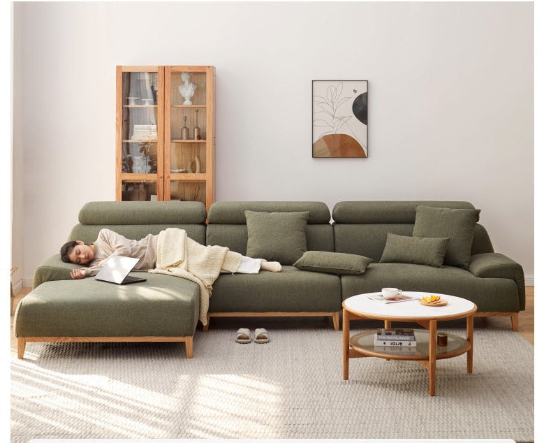 Fabric Modern Corner Sofa with High Back, Frame - Russian Larch