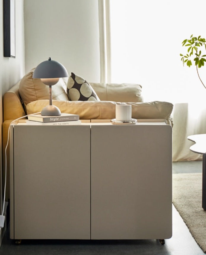 Poplar Solid Wood Side Table With Rock Slab Top