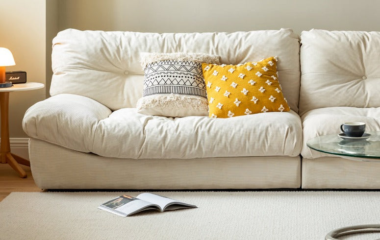 Fabric Italian Style Cloud Sofa With Russian Birch Wood Frame