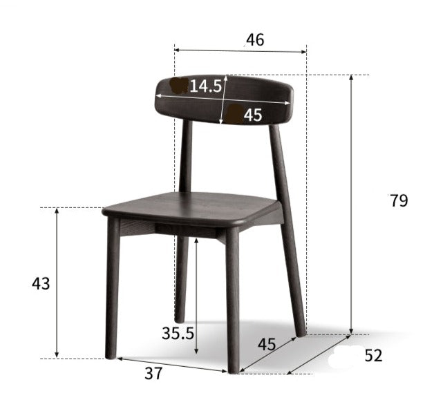 4 Pcs Oak Solid Wood, Solid Rubberwood Black Chair