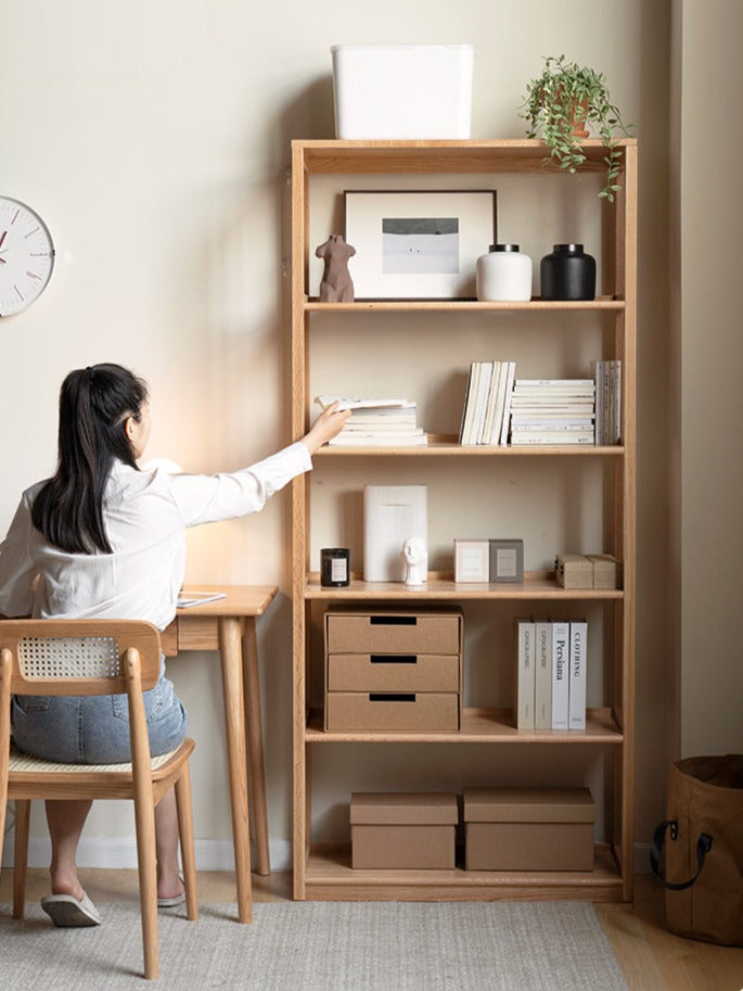 Oak Solid Wood Multi-Layer Bookshelf