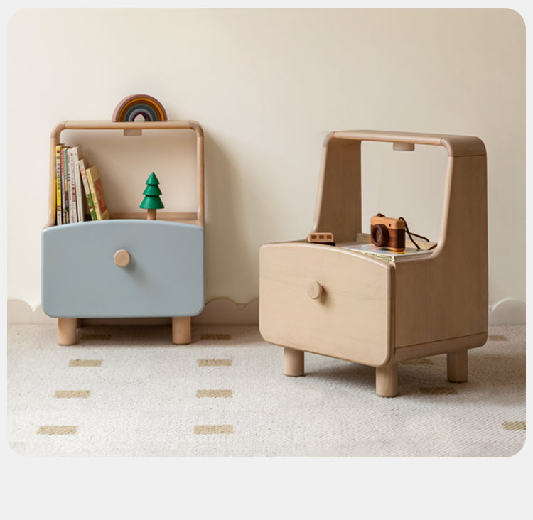 Birch, Beech Solid Wood Nightstand Built-in Night Light