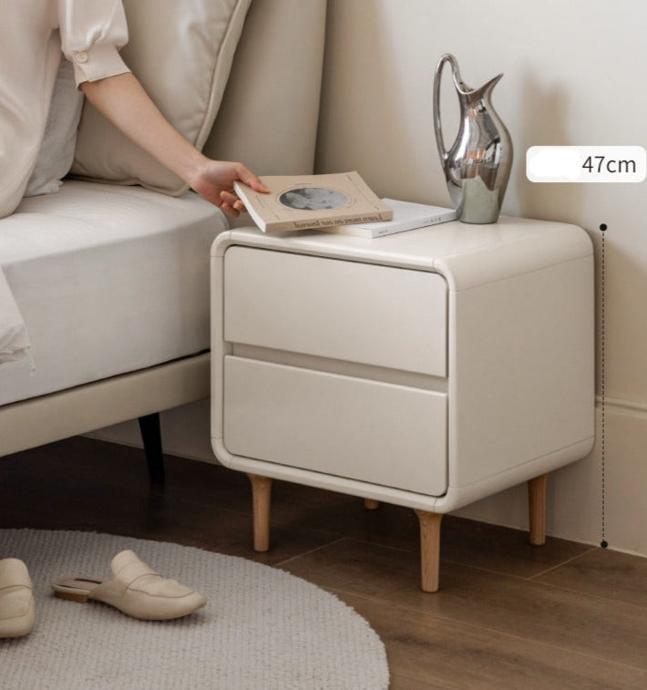 Solid Rubberwood Creamy Candy Style Nightstand.