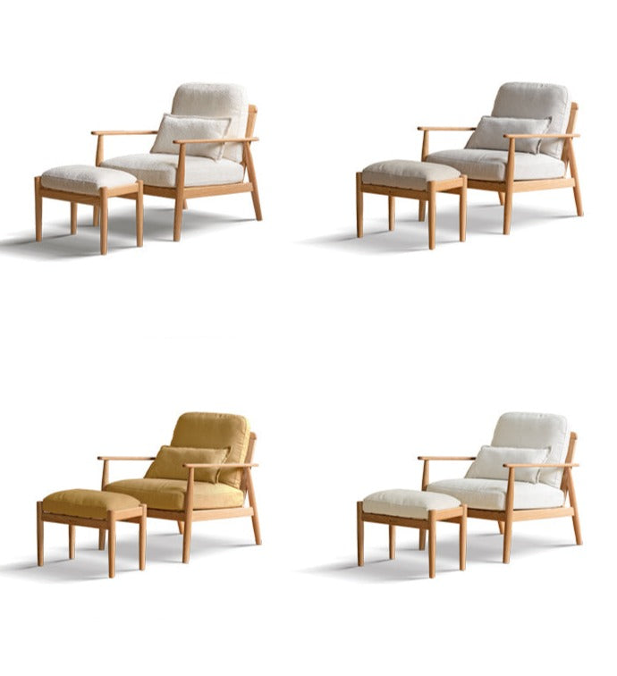Oak Solid Wood Fabric or Leather Armchair