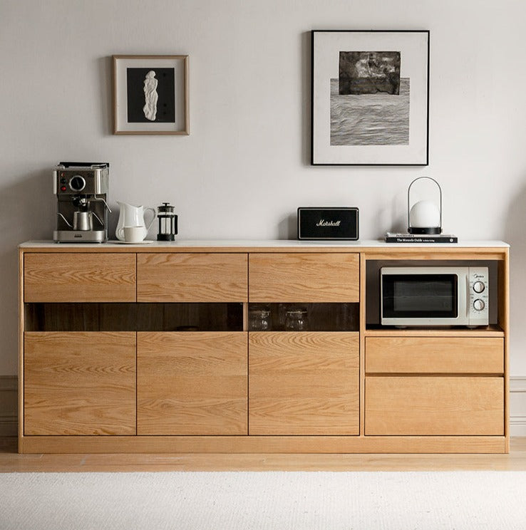 Oak, Ash Solid Wood Nordic Sideboard Slate Top