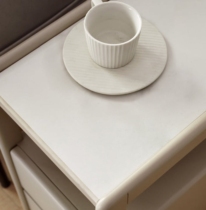 Poplar Solid Wood Side Table With Rock Slab Top