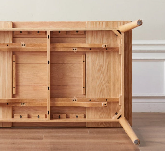 Oak Solid Wood Retractable Large Tabletop Dining Table