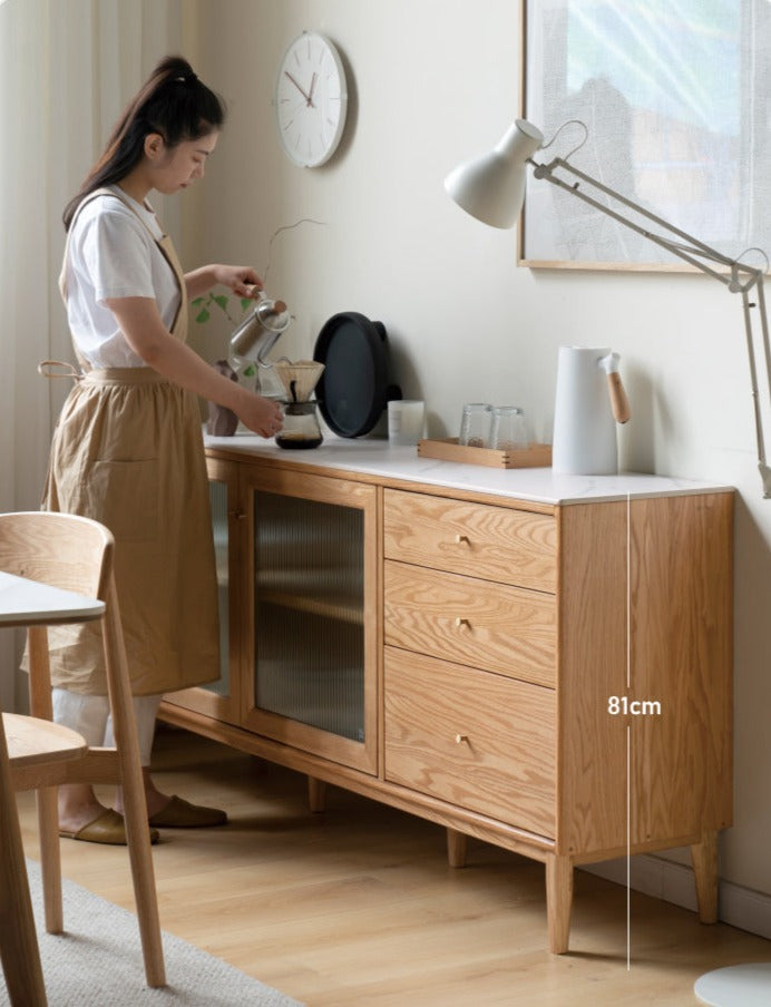 Oak Solid Wood Rock Board Modern Dining Sideboard