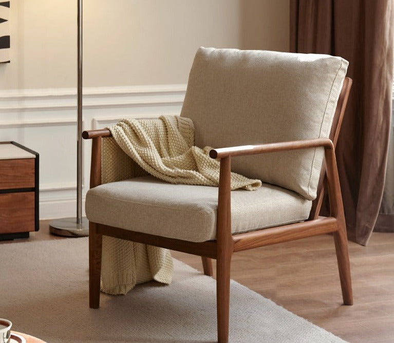 Black Walnut Solid Wood Leisure Armchair & Footstool )
