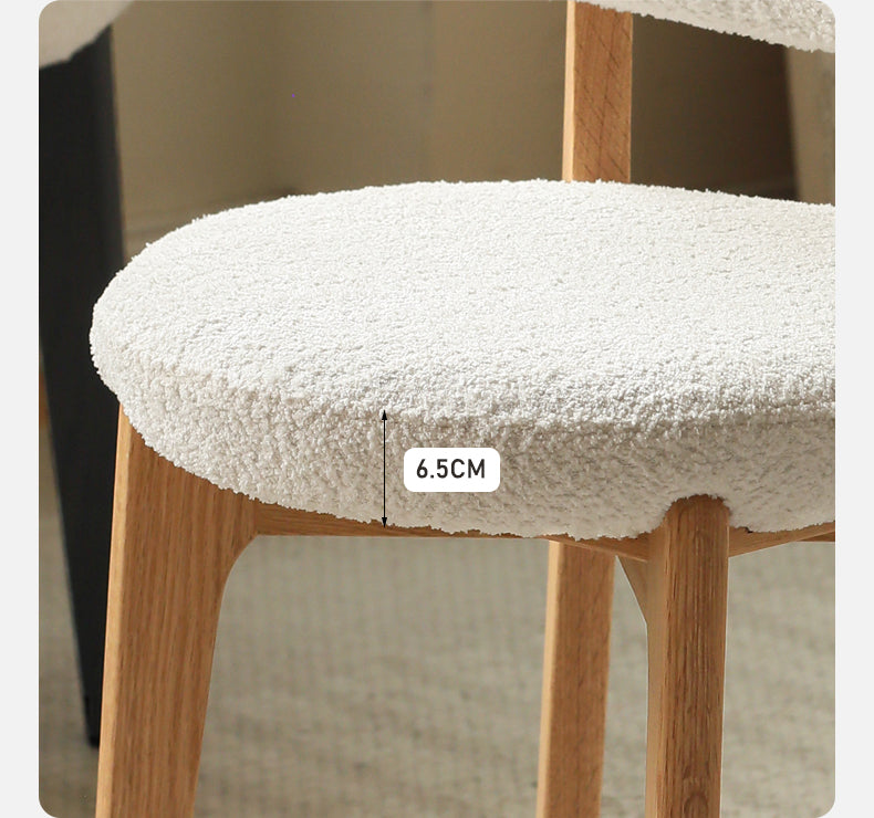 Oak Solid Wood Makeup Stool Lamb Velvet