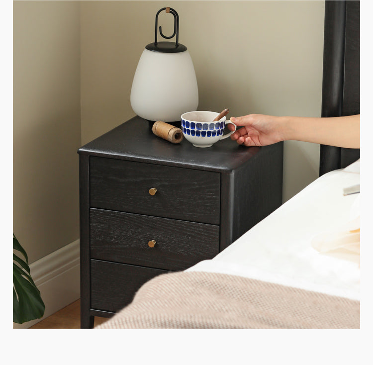 Oak solid wood retro smoky color Nightstand.