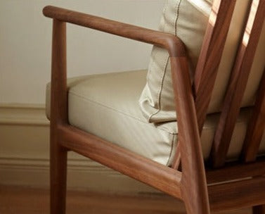 Black Walnut Solid Wood Leisure Armchair & Footstool )