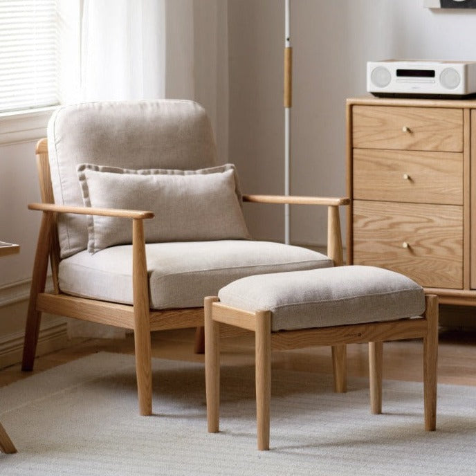 Oak Solid Wood Fabric or Leather Armchair