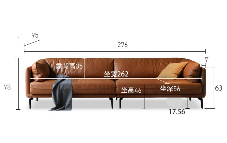 First Layer Cowhide, Organic Leather ,Tech Fabric Italian Style Sofa.