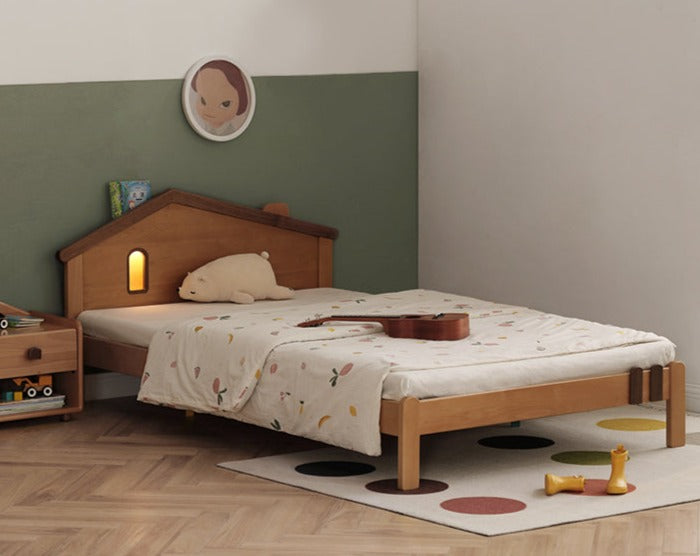 Beech, Poplar, Little House Kids Bed with 15min Delay Turning Off the Lights<