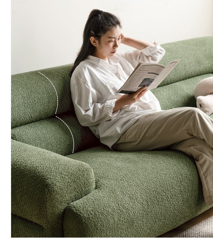 Velvet Three-seat Modular Fabric Sofa.