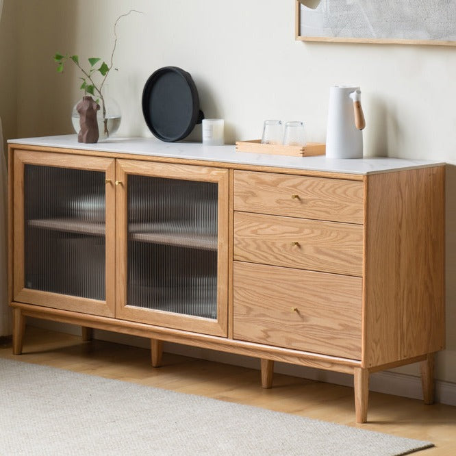 Oak Solid Wood Rock Board Modern Dining Sideboard