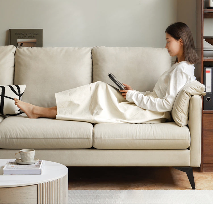 Technology Cloth Glutinous Rice White Sofa.