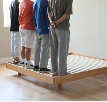 Oak solid wood Suspended platform bed, headboard-free bed with light