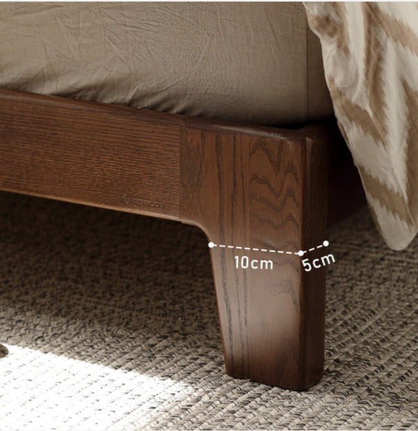 Oak solid wood bed with light walnut-color