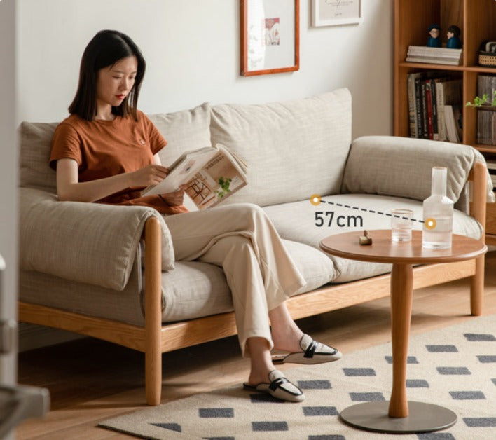 Oak Solid Wood Fabric Sofa.