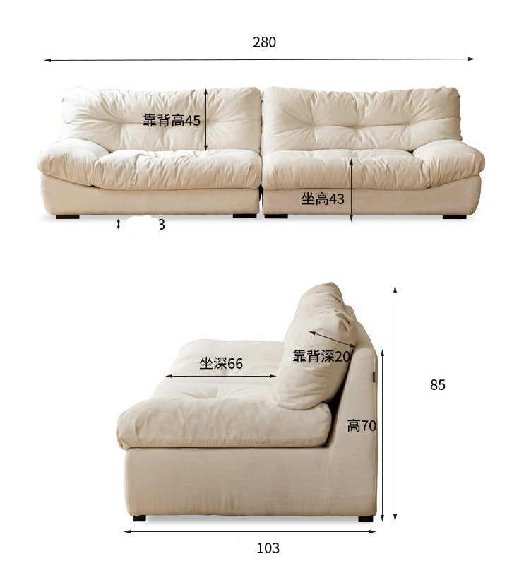 Fabric Italian Style Cloud Sofa With Russian Birch Wood Frame