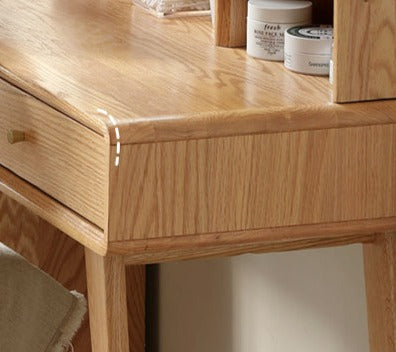 Oak, Rubberwood Solid Wood Vanity Table Telescopic.