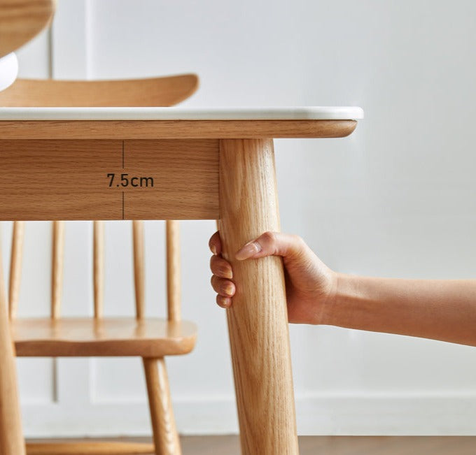 Oak Solid Wood Dining Table With Rock Slab Surface