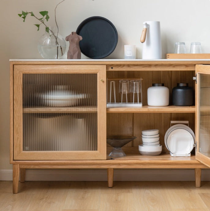 Oak Solid Wood Rock Board Modern Dining Sideboard