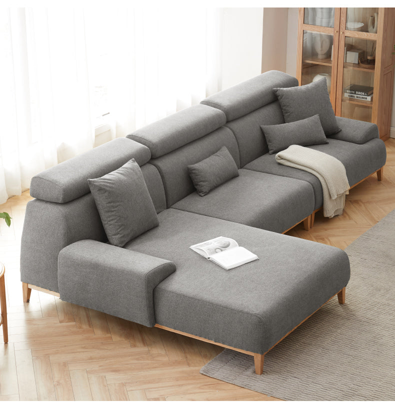Fabric Modern Corner Sofa with High Back, Frame - Russian Larch