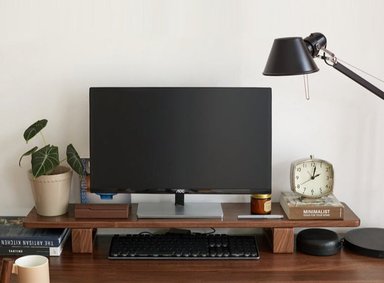 Solid Rubberwood, Black Walnut, Oak Solid Wood Heightening Computer Stand, Table shelves
