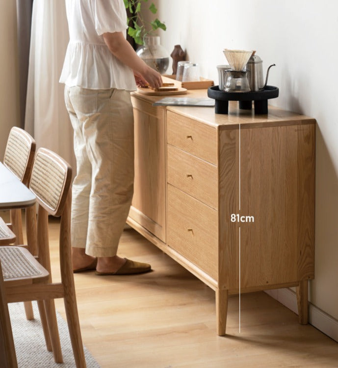 Oak Solid Wood, Solid Rubberwood Classic Sideboard