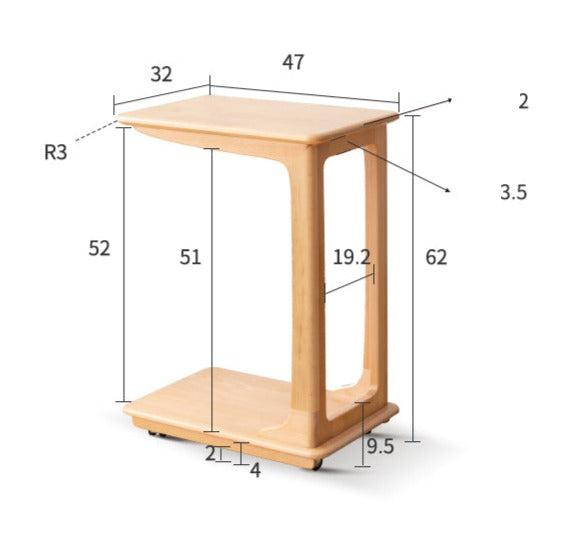 Cherry, Beech, Black Walnut, Solid Rubberwood Chic C-Shaped Side Table