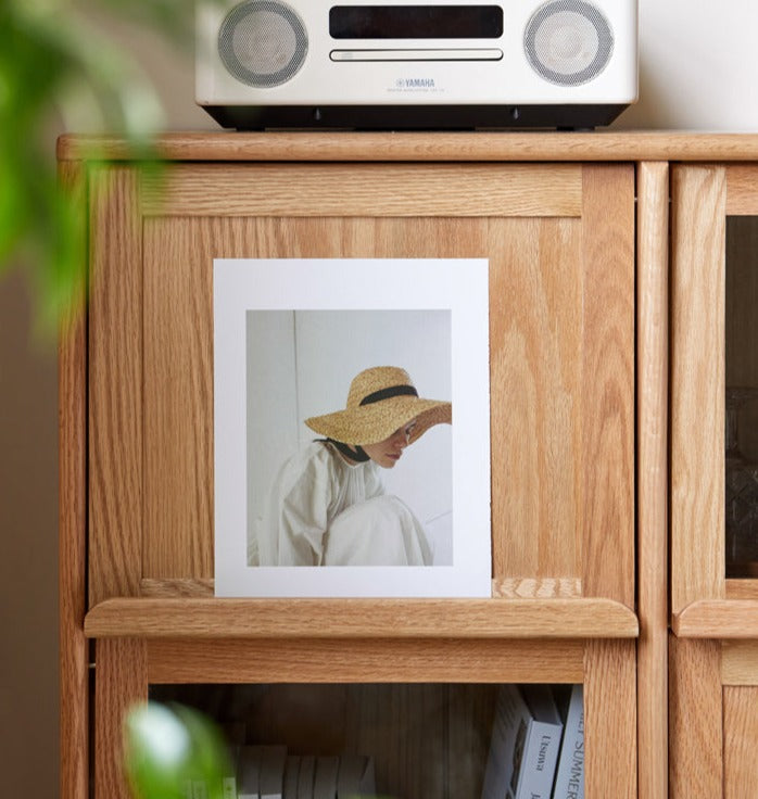 Oak, Сherry, Ash Solid Wood Four-Door Bookcase with Light, Magazine Cabinet.
