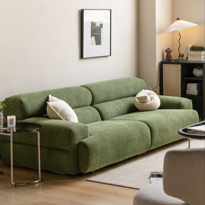 Velvet Three-seat Modular Fabric Sofa.