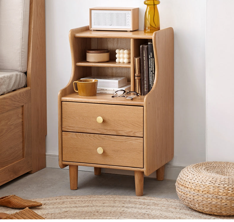 Oak Solid Wood Nightstand.