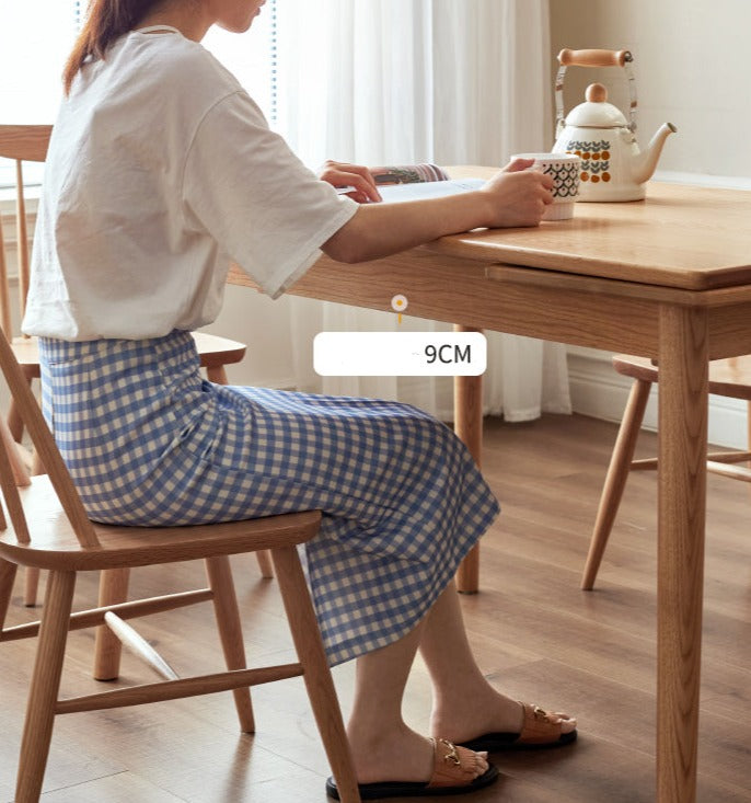 Oak Solid Wood Retractable Large Tabletop Dining Table