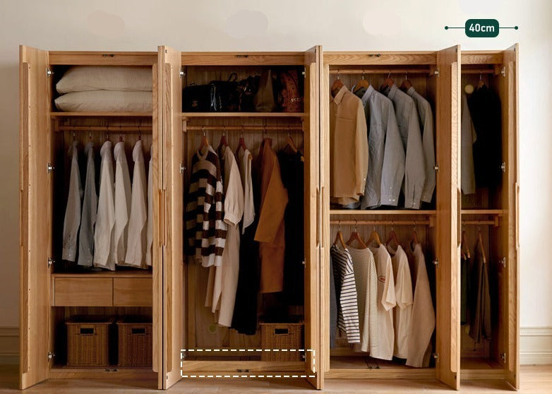 Oak Solid Wood Nordic Wardrobe.
