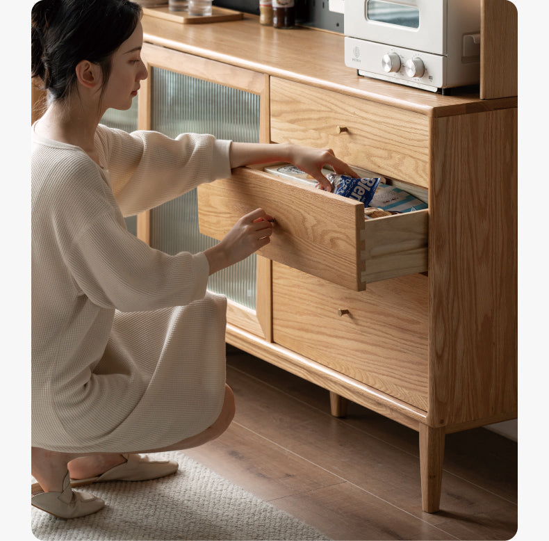 Solid Rubberwood, Oak Solid Wood, Beech Solid Wood Buffet Cabinet, Sideboard