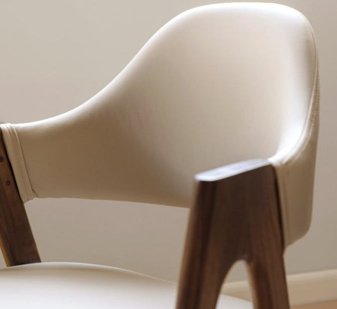 Black Walnut, Oak Solid Wood, Solid RubberWood Organic Leather, fabric Armchair 4 pcs