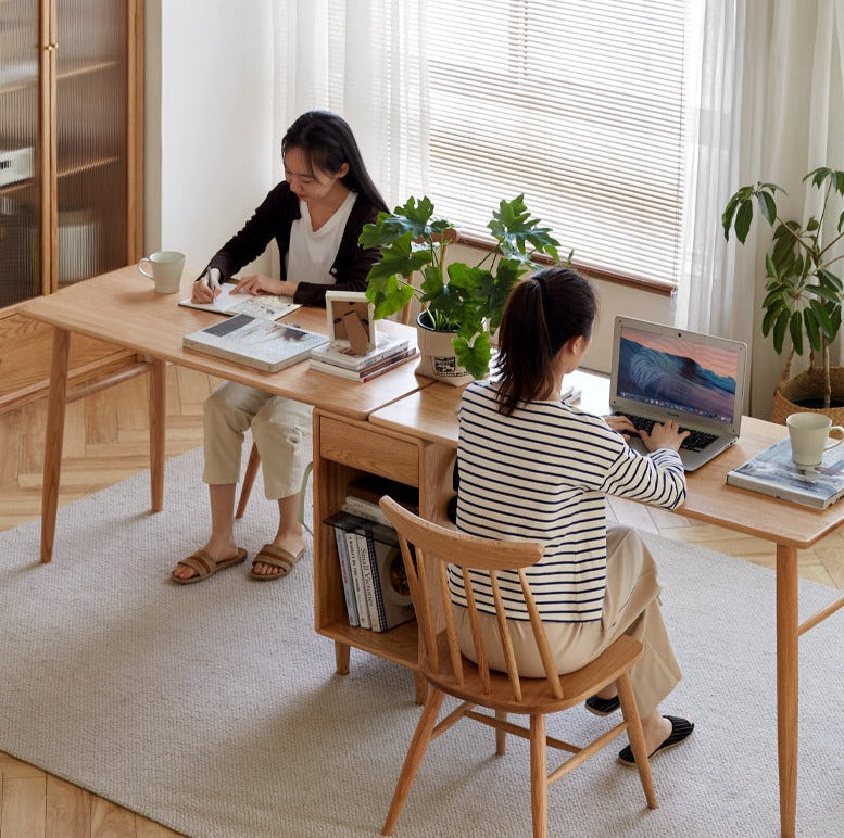 Oak, Solid Rubberwood Double Office Desk
