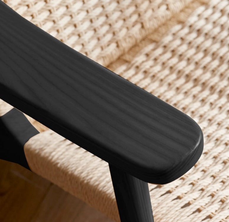 Ash Solid Wood Armchair Rope Weaving )